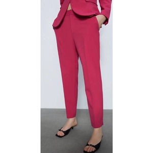 Zara Chino Fit Pink Trouser Dress Pants Pink 8